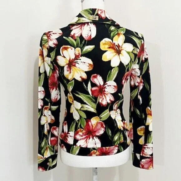 St. John Sport Marie Gray Floral Zip Front Jacket Women's Size P - Picture 4 of 7